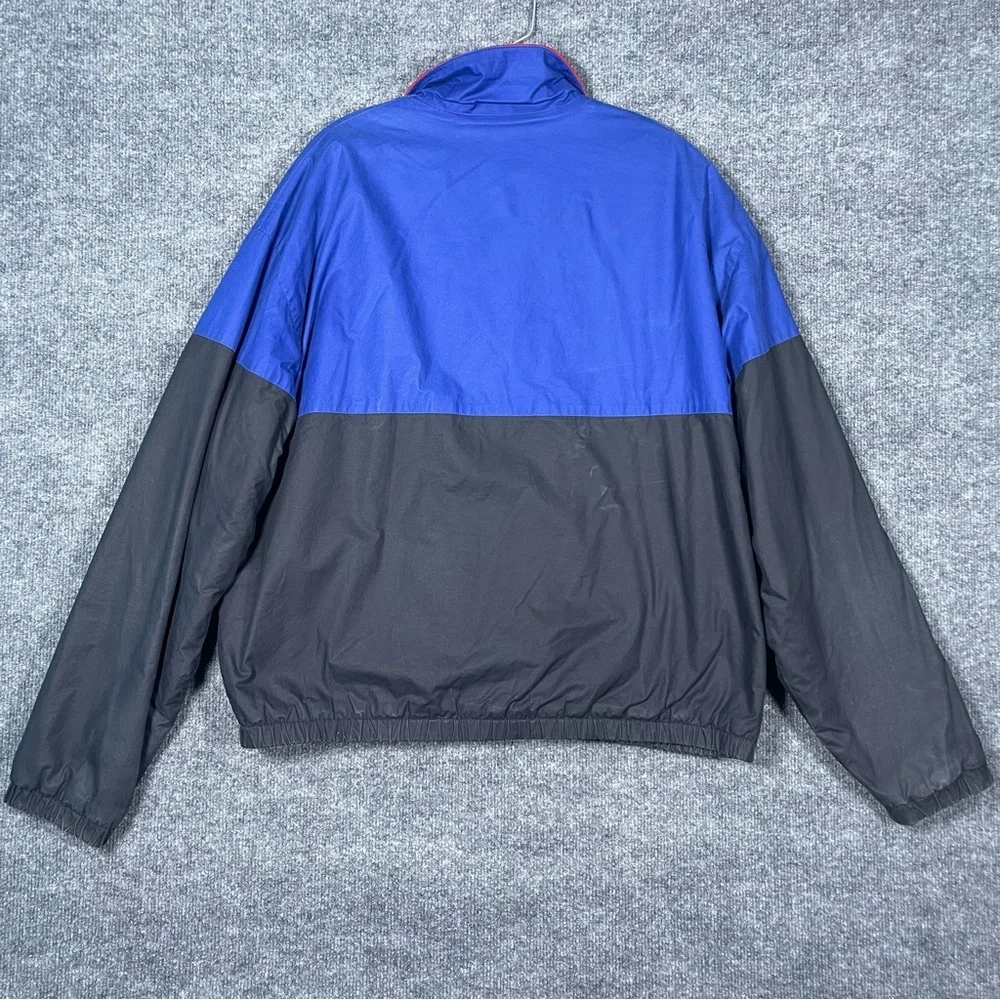 Vintage‎ Polo Mens Large Black Blue Color Block Wool Collar Fleece Lined Jacket